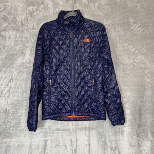 The North Face Thermoball Puffer Jacket Insulated Quilted Full Zip Size XS Navy